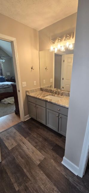 Bathroom Remodeling in Wetumpka, AL    Full Remodel Painting, Flooring, New Tub to Shower Conversion, New High Rise Toilet, New Vanity with Lighting, and the Conversion of the Old Shower Area into a Closet area    (Charlie Jr, Mike, and Landon) (7)