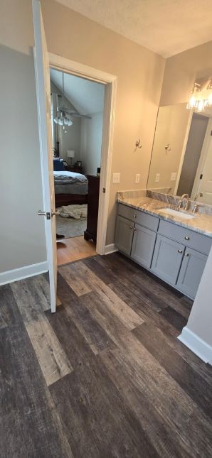Bathroom Remodeling in Wetumpka, AL    Full Remodel Painting, Flooring, New Tub to Shower Conversion, New High Rise Toilet, New Vanity with Lighting, and the Conversion of the Old Shower Area into a Closet area    (Charlie Jr, Mike, and Landon) (6)