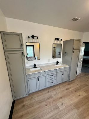 Full Remodel in Wetumpka, AL 
New Paint Job, New Flooring Luxury Vinyl, New Vanity, Lighting, Mirrors, Rebuilt the Shower, Installed a Soaker Tub
(Garrett & Mike) (4)