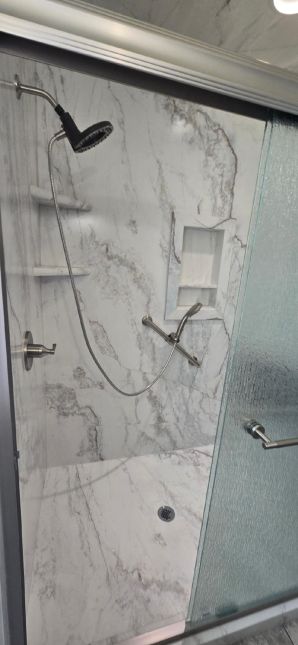 Bathroom Remodel in Tallassee, AL (Charlie Jr. & Mike) Shower ReDesign, New Tile Flooring, New Vanity, Painting, Covey Hole next to the toilet, and new storage Area (8)