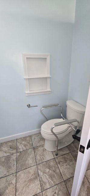 Bathroom Remodel in Tallassee, AL (Charlie Jr. & Mike) Shower ReDesign, New Tile Flooring, New Vanity, Painting, Covey Hole next to the toilet, and new storage Area (6)