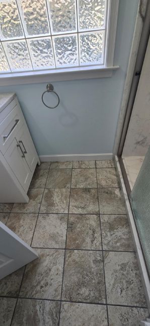Bathroom Remodel in Tallassee, AL (Charlie Jr. & Mike) Shower ReDesign, New Tile Flooring, New Vanity, Painting, Covey Hole next to the toilet, and new storage Area (9)