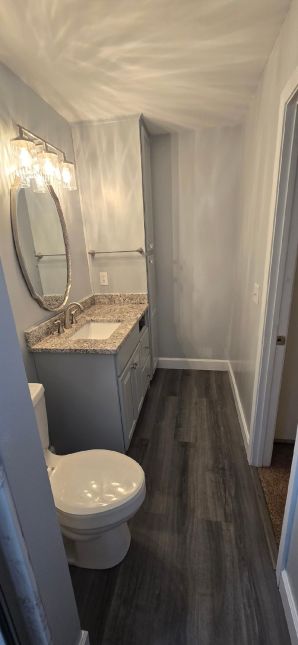 Bathroom Remodel in Wetumpka, AL (Charlie Jr. & Mike) New Shower Rebuild, New Painting, New luxury Vinyl Flooring, New Vanity Lighting and Mirror (4)
