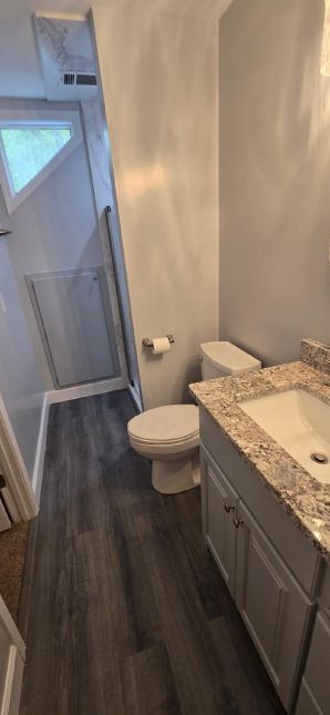 Bathroom Remodel in Wetumpka, AL (Charlie Jr. & Mike) New Shower Rebuild, New Painting, New luxury Vinyl Flooring, New Vanity Lighting and Mirror (5)