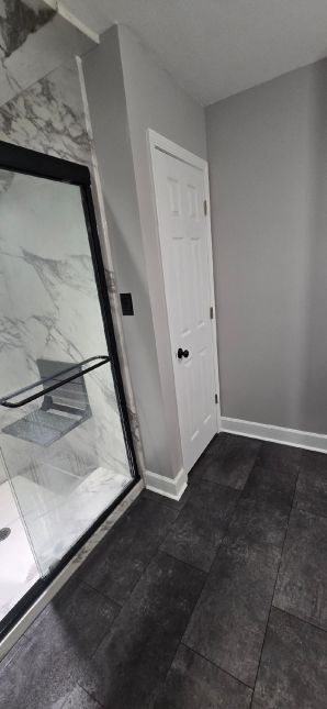 Bathroom Remodeling in Prattville, AL

Full Remodel for the Matarrese Family in Prattville , Alabama by Charlie Jr and Mike . Full Paint Job,Garden Tub to Shower Conversion, New Vanity, Removal of the Old Shower Converted to a Storage area, Enclosing the Toilet area with a Doorway and  Installing New Tile Flooring from the Old White to Mist Black (8)