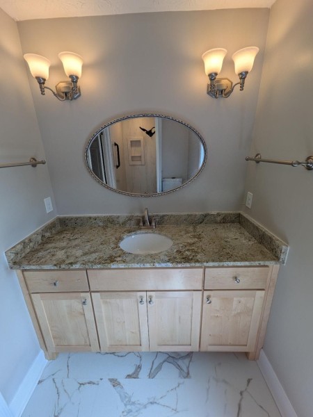 Bathroom Remodeling in Prattville, AL 
Flooring, Painting, New Vanity, Mirror, New Lighting, and  New Shower Rebuild  
 (Mike & Landon) (9)