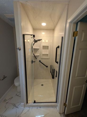 Bathroom Remodeling in Prattville, AL
Flooring, Painting, New Vanity, Mirror, New Lighting, and New Shower Rebuild
(Mike & Landon) (3)