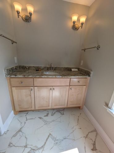 Bathroom Remodeling in Prattville, AL
Flooring, Painting, New Vanity, Mirror, New Lighting, and New Shower Rebuild
(Mike & Landon) (8)